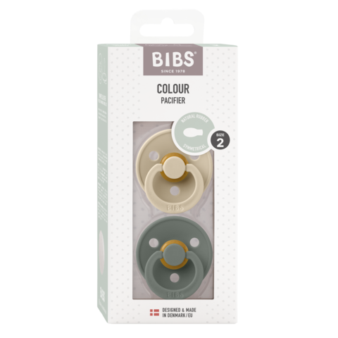 Bibs Colour Simetrik İkili Kauçuk Emzik-Vanilla / Pine 6+ Ay
