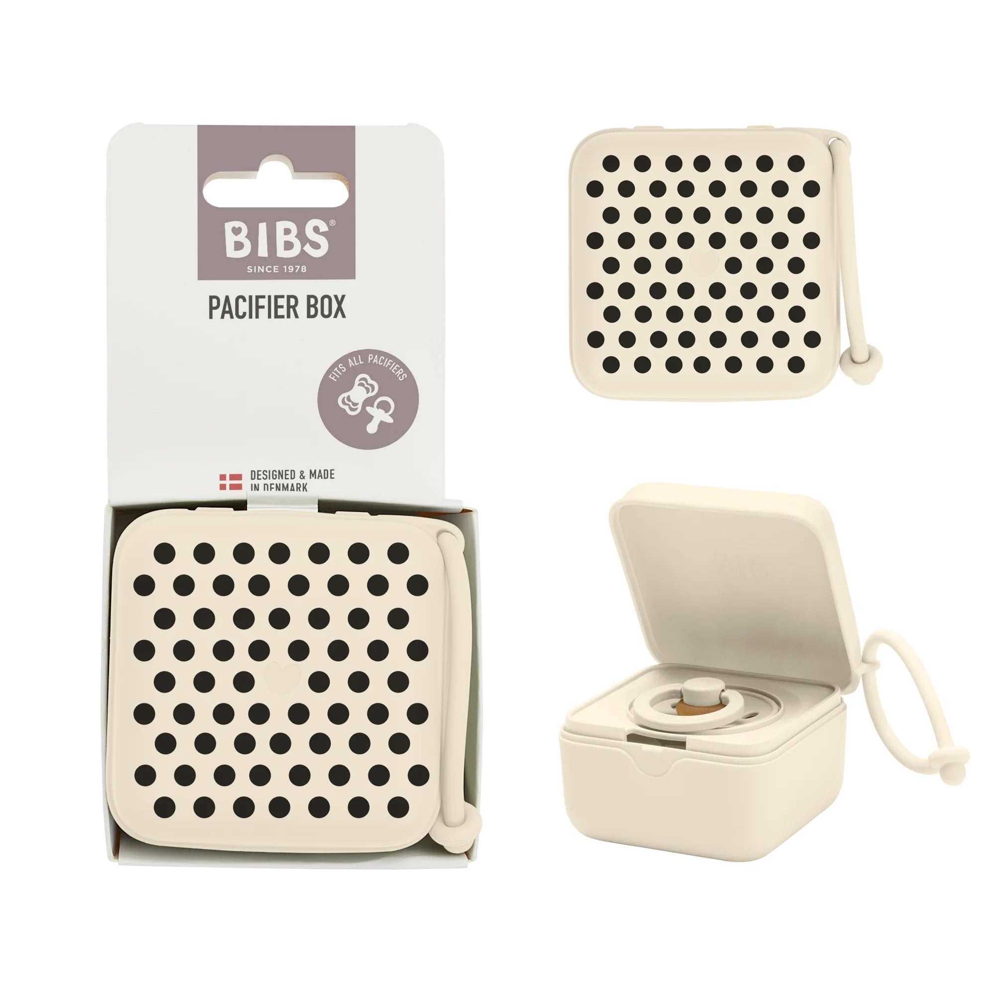 Bibs Studio Pacifier Box Emzik Kutusu Polka-Ivory Black