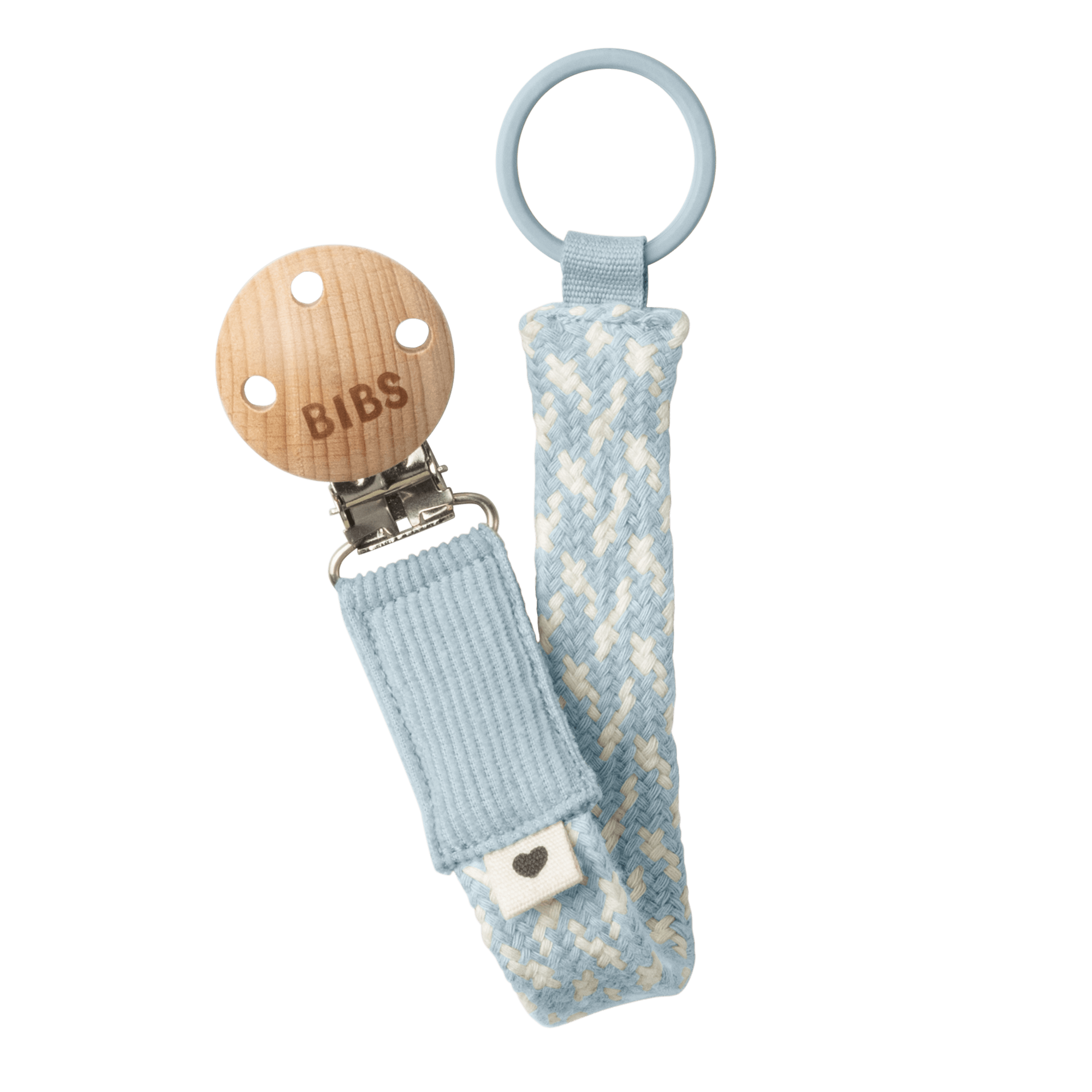 Bibs Paci Braid Emzik Askısı-Baby Blue / Ivory