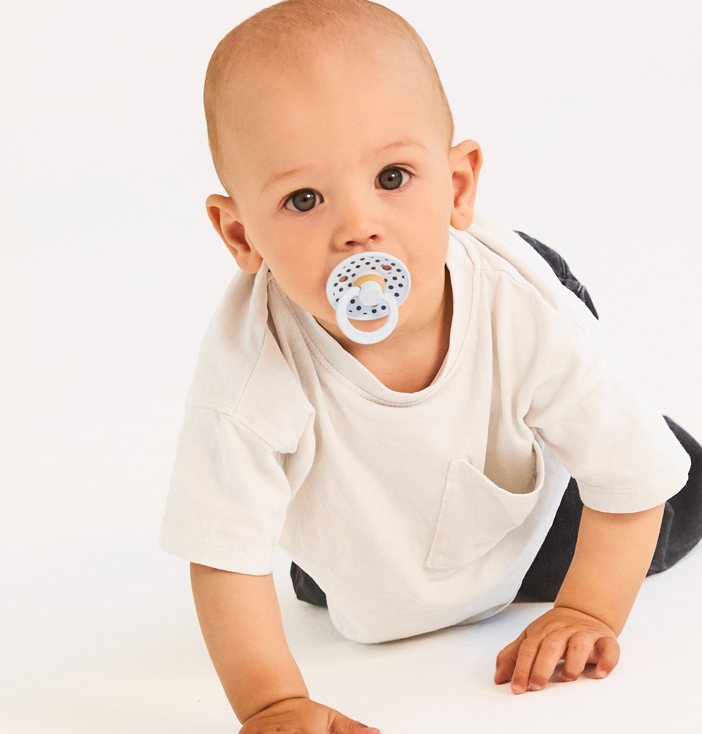 Bibs Studio Colour Polka Small Kauçuk Emzik - Baby Blue Steel Blue