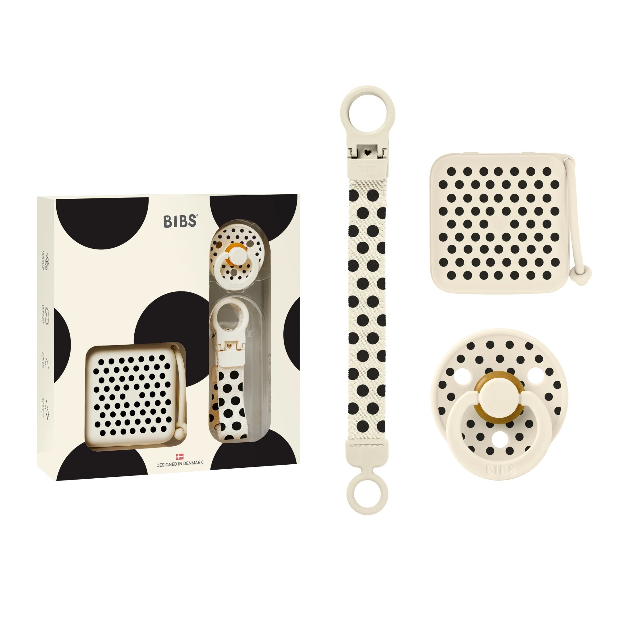 Bibs Polka Soothe & Go Hediye Seti Ivory Black