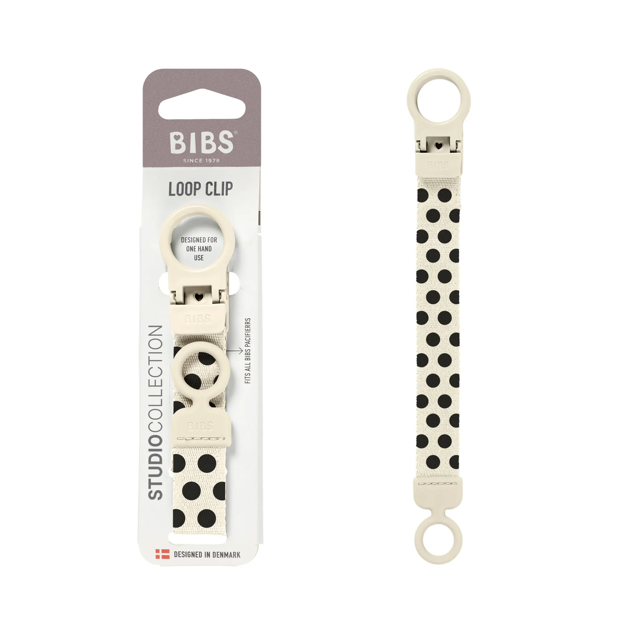 Bibs Studio Loop Emzik Askısı Polka-Ivory Black