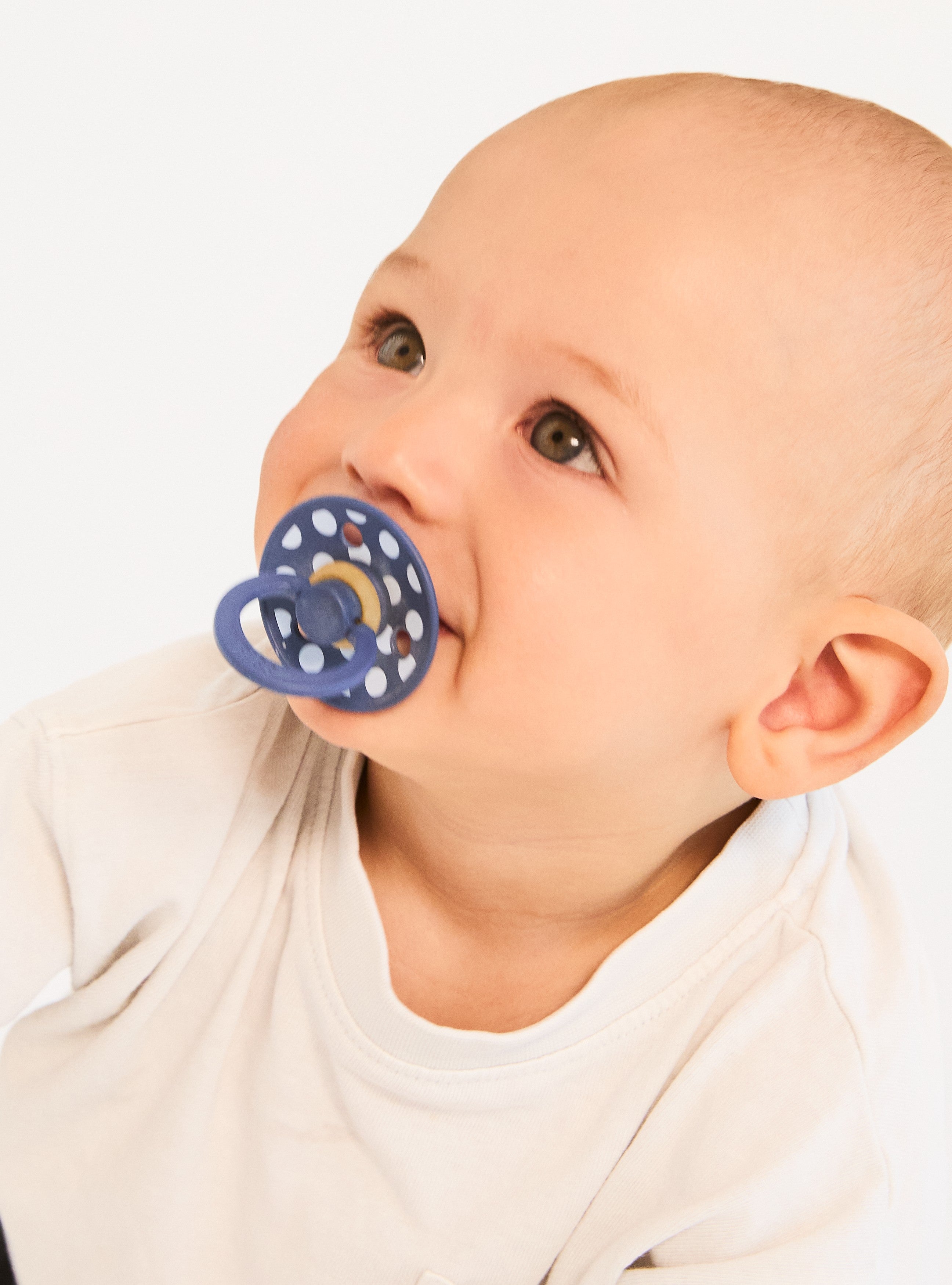 Bibs Studio Colour Polka Big Kauçuk Emzik -Steel Blue Baby Blue