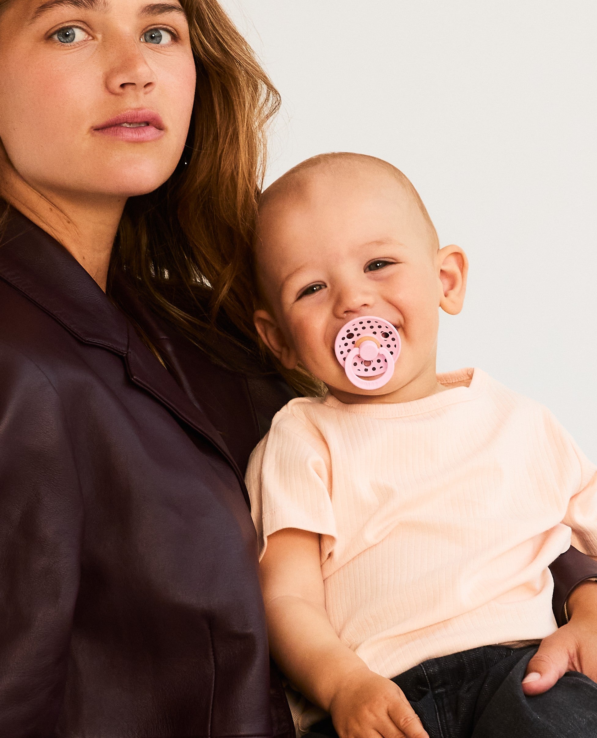 Bibs Studio Colour Polka Small Kauçuk Emzik - Baby Pink Mocha