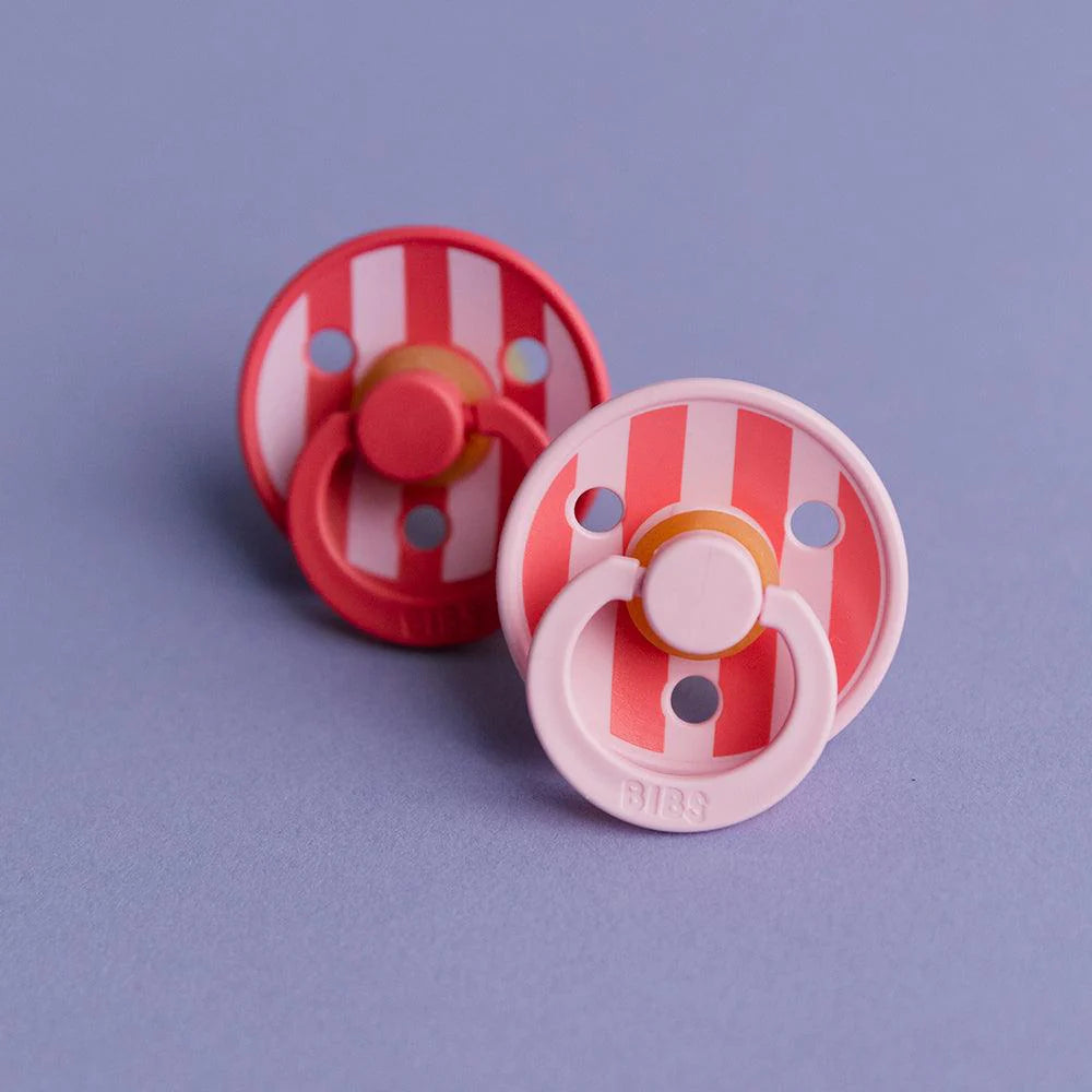 Bibs Studio Colour Block Kauçuk Emzik - Baby Pink / Coral