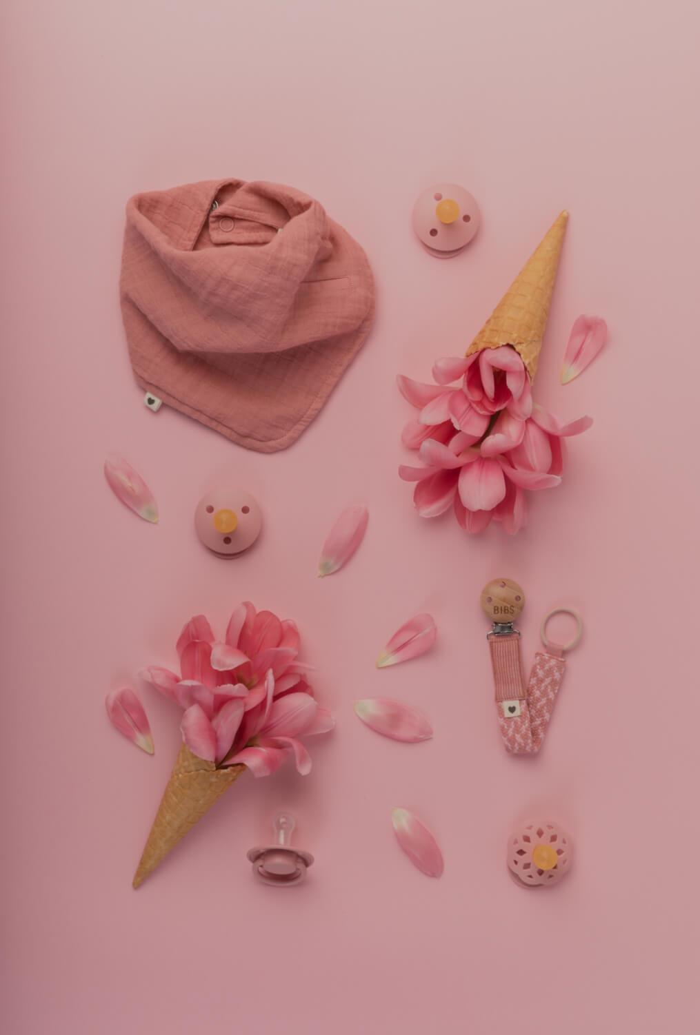 Bibs Paci Braid Emzik Askısı -Dusty Pink/Baby Pink