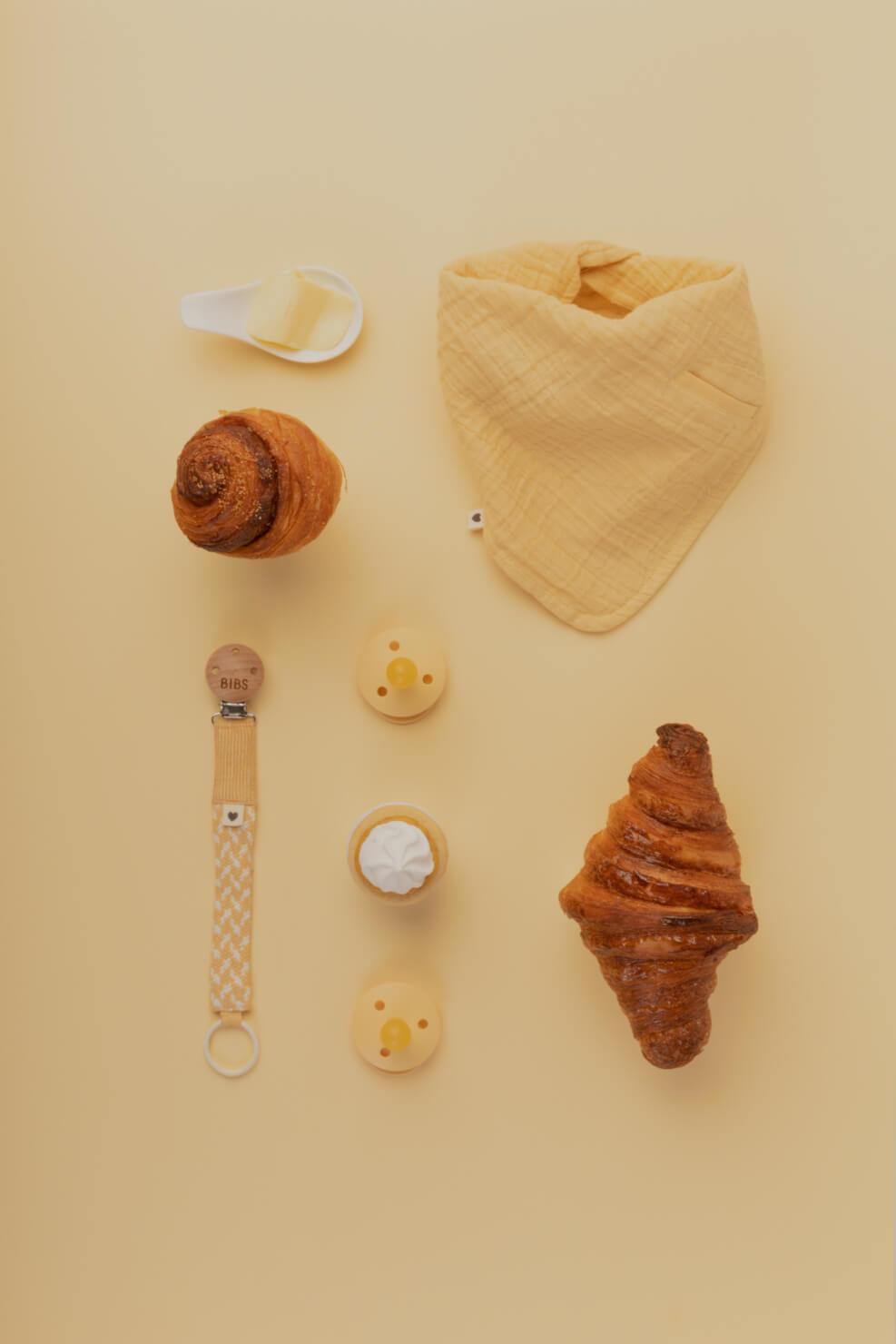 Bibs Paci Braid  Emzik Askısı - Pale Butter/Ivory